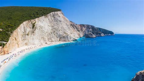 Aerial Shots Of Famous Tourist Location Of Paradise Beach In Lefkada