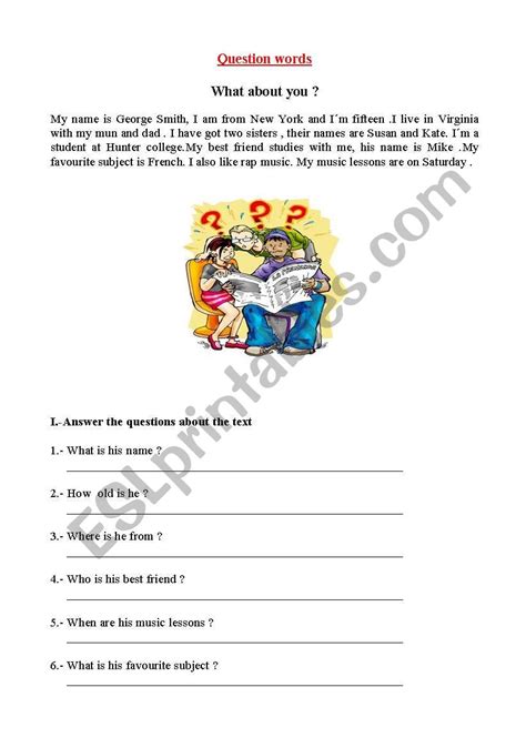 Chart Question Words Practice Worksheet Free Esl