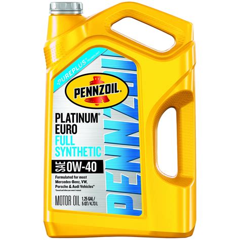 Pennzoil Platinum Full Synthetic Euro 0w 40 Motor Oil 5 Quart