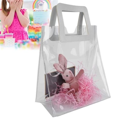 Sac de cadeau Sac cadeau Transparent en PVC Fourre tout à Poignée en