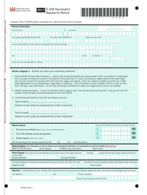 Dc Non Resident Tax Form 2023 Printable Forms Free Online