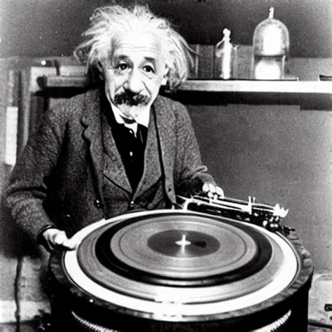 Krea Ai Photo Of Albert Einstein Djing A Phonograph Vinta