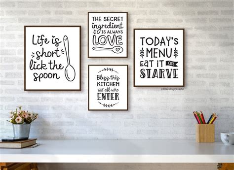 Free Farmhouse Kitchen Decor Printables Set Of Quotes Kitchen