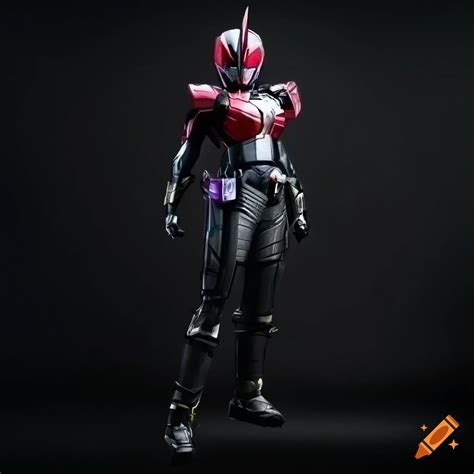 Symmetrical Female Kamen Rider In A Photorealistic Style With A Skirt