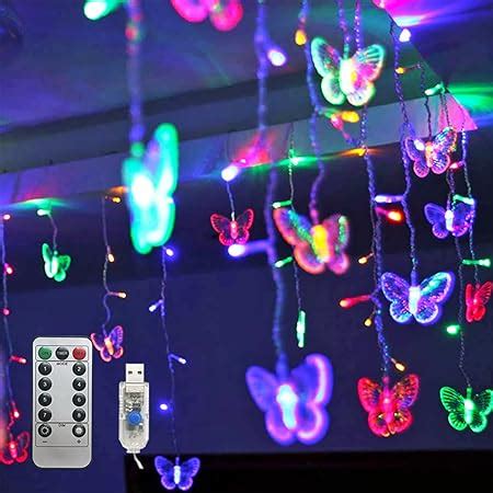 Amazon Butterfly Curtain Fairy Lights USB Plug In 8 Modes 120 LED