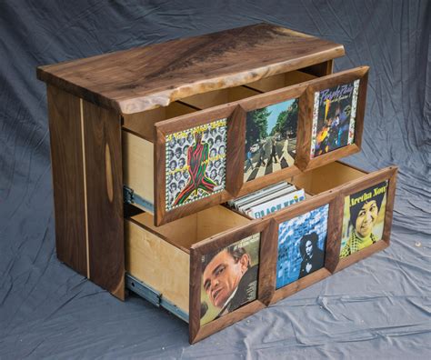 Walnut Record Player Stand and Vinyl Storage Cabinet Featuring | Etsy