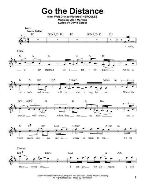 Go The Distance Sheet Music By Michael Bolton Voice 186767