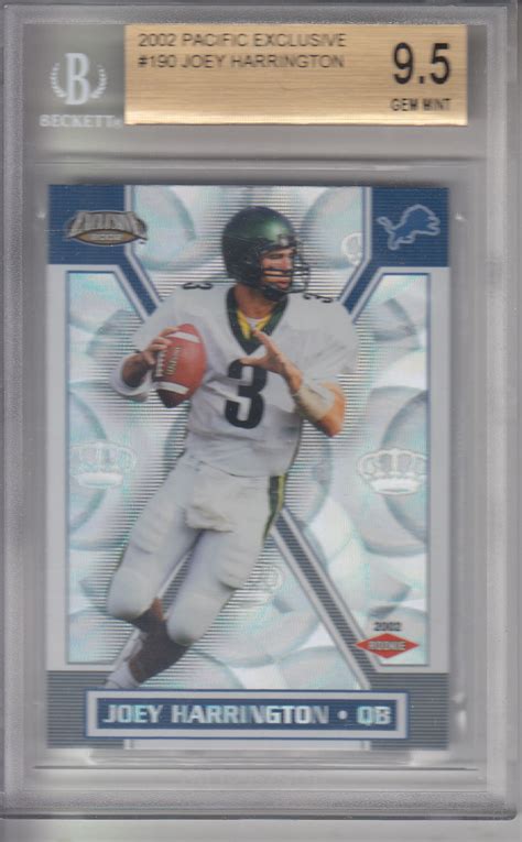 2002 Pacific Exclusive #190 Joey Harrington LIONS BVG 9.5 GMT Z22928 ...