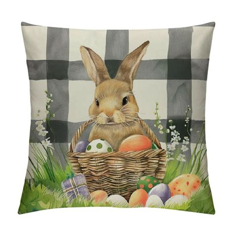 Nawypu Easter Bunny Egg Pillow Covers Spring Farmhouse Decorations