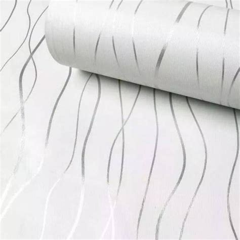 Jual Wallpaper Minimalis Garis Putih Wallpaper Dinding 10m X 45cm