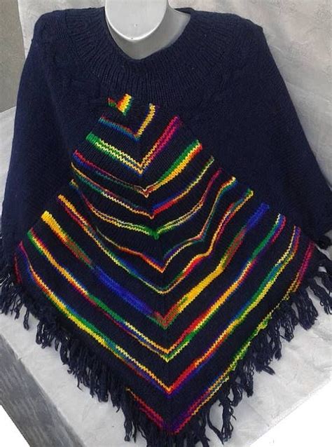 Chunky Knit Poncho Women Poncho Knit Cape Pancho Rainbow Poncho