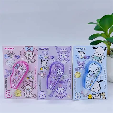 New Sanrio Correction Tape 48pcs Suit Kawaii Cartoon Kuromi My Melody