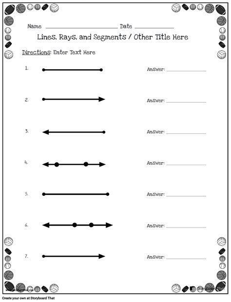 Free Line Ray And Line Segment Worksheets Storyboardthat