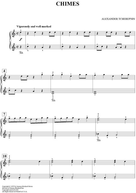 Chimes Sheet Music For Piano Sheet Music Now