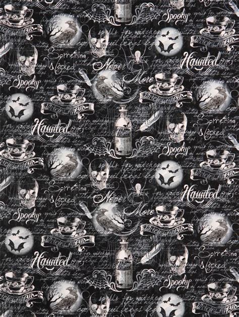 Black Gothic Halloween Skull Fabric Timeless Treasures Usa Halloween