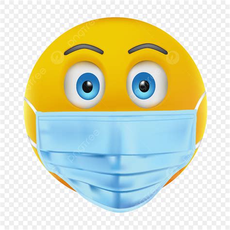 Wear Medical Mask Vector Art PNG 3d Emoticon With Medical Mask Vector