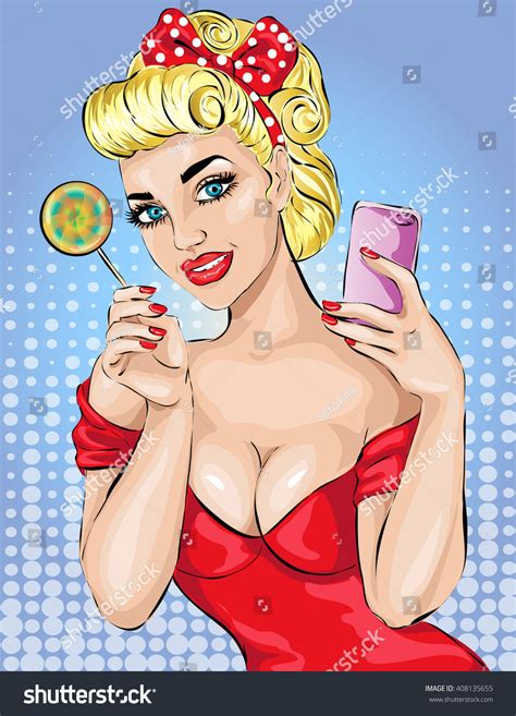 Pop Art Sexy Woman Portrait Pinup Stock Vector Royalty Free 408135655