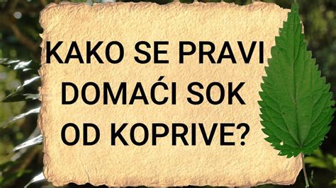 Kako Se Pravi Doma I Sok Od Koprive Sok Sirup Aj Tinktura I