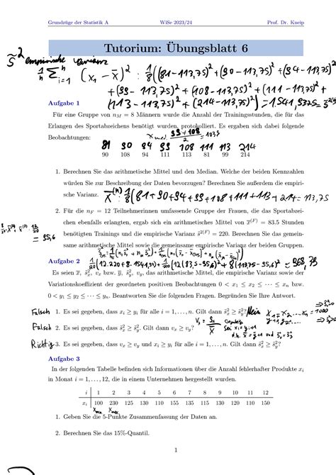 Tutorium Statistik A Wintersemester Grundz Uge Der