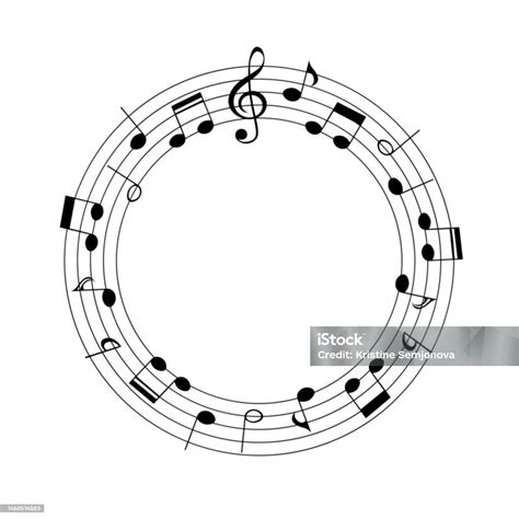 Music Notes Round Frame Vector Illustration Stock Illustration - Download Image Now - Abstract ...