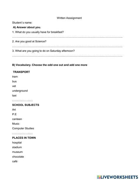 Practical Assignment May 2021 Worksheet Live Worksheets