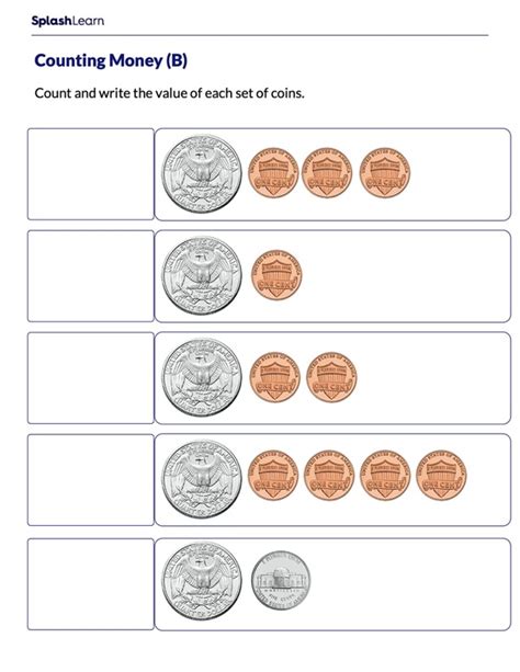 Printable Money Counting Worksheets