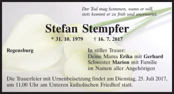 Traueranzeigen Von Stefan Stempfer Mittelbayerische Trauer