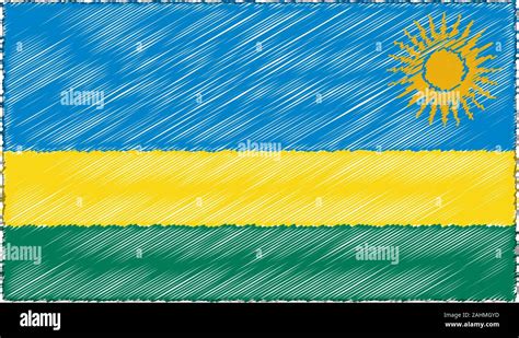 Dibujo Vectorial Del Sketch De Estilo Bandera Ruanda Imagen Vector De