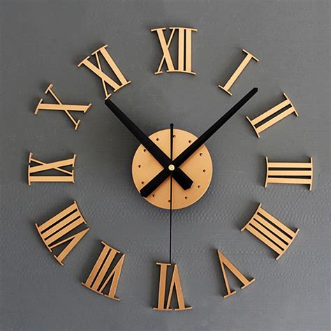 Aliexpress Buy UESH DIY Luxury 3D Roman Numerals Wall Clock Large