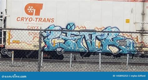 Graffiti Train Cart Art Cool Editorial Stock Photo - Image of cool ...