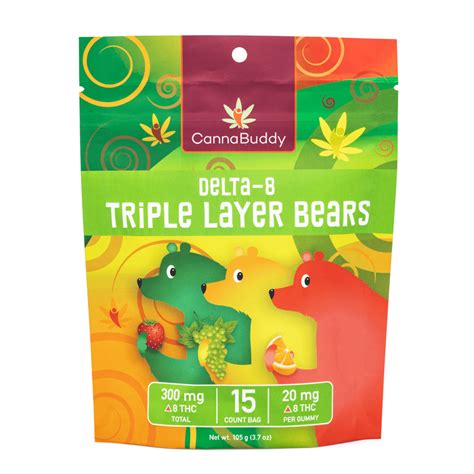 Shop Cannabuddy Delta Triple Layer Bears Mg Total Delta Thc