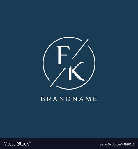 Initial Letter Fk Logo Monogram With Circle Line Vector Image