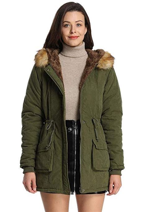 IloveSIA Womens Hooded Warm Coats Parkas With Faux Fur Jackets Womens