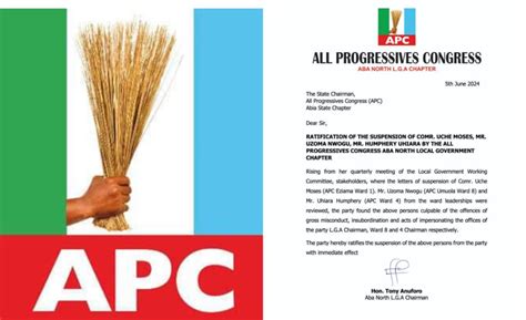 Breaking Abia Apc Suspends Party Chieftains Over Allegations Of Gross