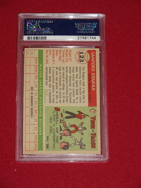 Topps Sandy Koufax Rookie Psa Vg Freshly Graded Rc Well