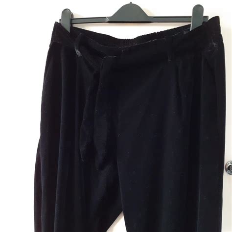 Black Velvet Wide Leg Pants In Size 16 By George Depop