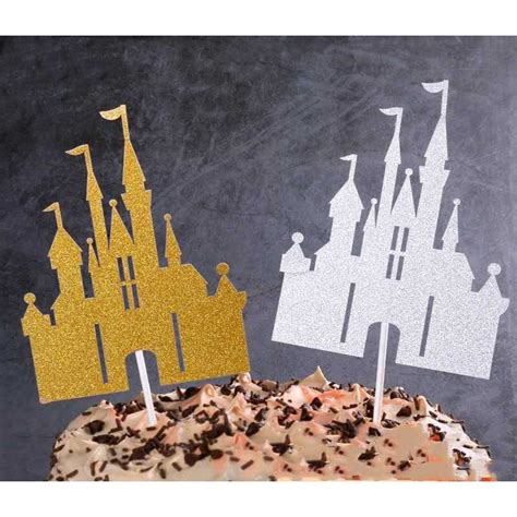 Ins Style Glitter Castle Paper Card Cake Topper Plug In Baking Props