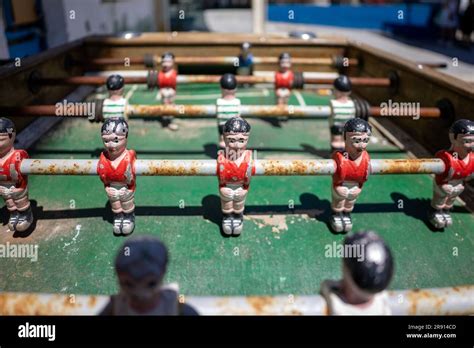 Vintage Foosball Table Stock Photo Alamy