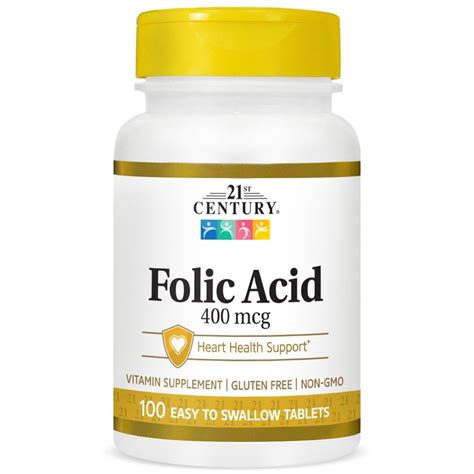 21st Century Folic Acid Supplement 400mcg 100Ct