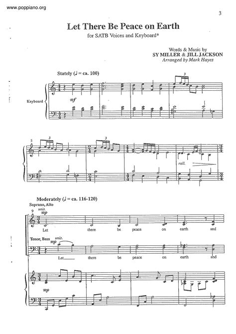 Spiritual Let There Be Peace On Earth Sheet Music Pdf Free Score