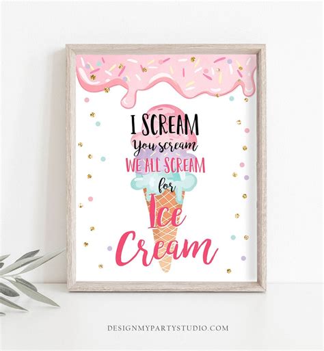 Ice Cream Sign I Scream You Scream We All Scream For Ice Cream Etsy