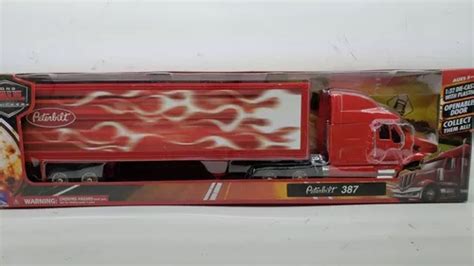 New Ray Peterbilt Caja Seca Flamas Trailer Escala Meses Sin