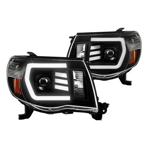 Spyder Toyota Tacoma Black Led Light Tube Projector Headlights