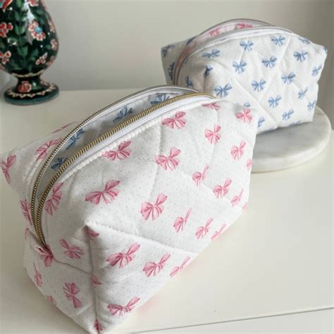 Makeup Bag With Bow Etsy