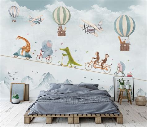 Peel and Stick Wallpaper Kids Room Nursery Wallpaper Air - Etsy