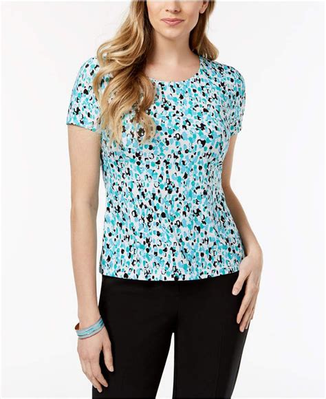 Jm Collection Petite Printed Jacquard Top Created For Macys And Reviews