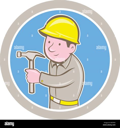 Cartoon Builder Construction Carpenter Holding Hi Res Stock Photography