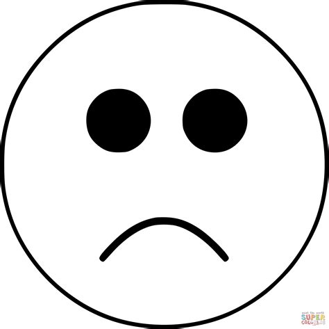 Emoji Smiley Triste Visage Noir Et Blanc Super Coloring