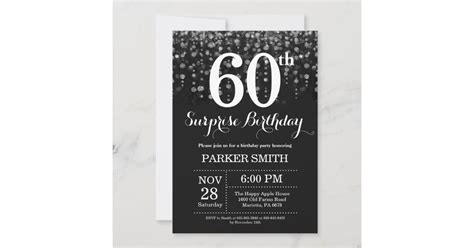 Surprise 60th Birthday Invitation Silver Glitter Zazzle