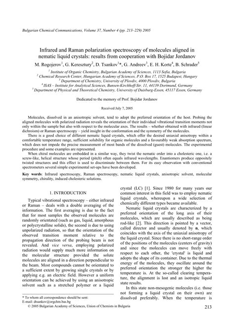 Pdf Infrared And Raman Polarization Spectroscopy Of Molecules Aligned In Nematic Liquid